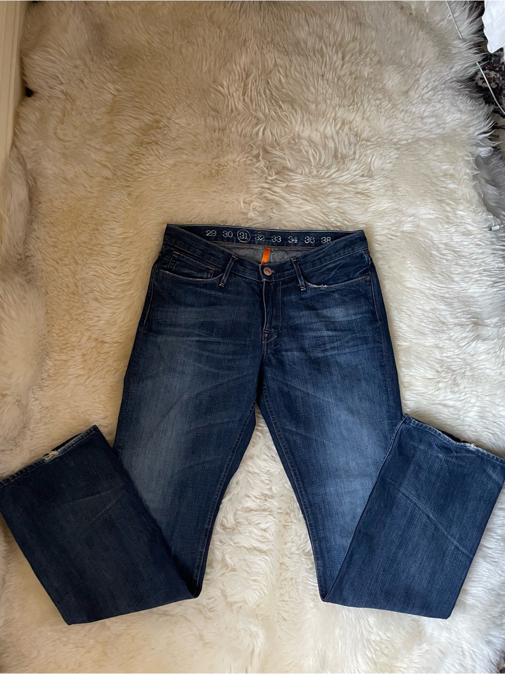 Vintage | Rare Earnest Sewn low rise bootcut dark wash distressed men’s jeans